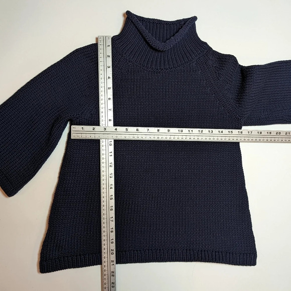 Ann Taylor Loft Navy Knit Turtle Neck Short 3/4 Sleeve Sweater Top Women XS - Picture 6 of 6